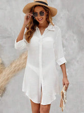 Saída De Praia Chemise Longa Com Botões Frente