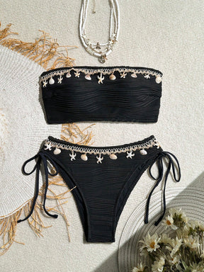 Biquíni Tomara Que Caia Com Conchas E Amarrações