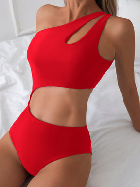 Maiô Assimétrico Com Recorte Na Cintura Estilo Moderno