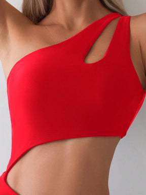 Maiô Assimétrico Com Recorte Na Cintura Estilo Moderno