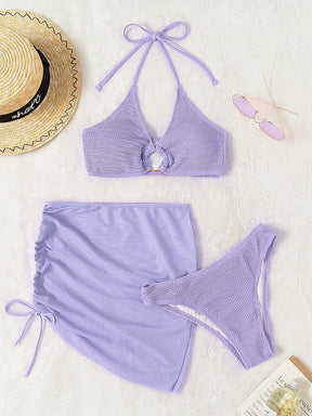 Conjunto Triângulo Texturizado Com Saia Franzida