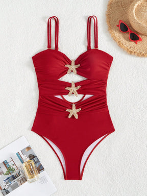 Maiô Recortes Frontais Com Aplicações De Estrela Do Mar