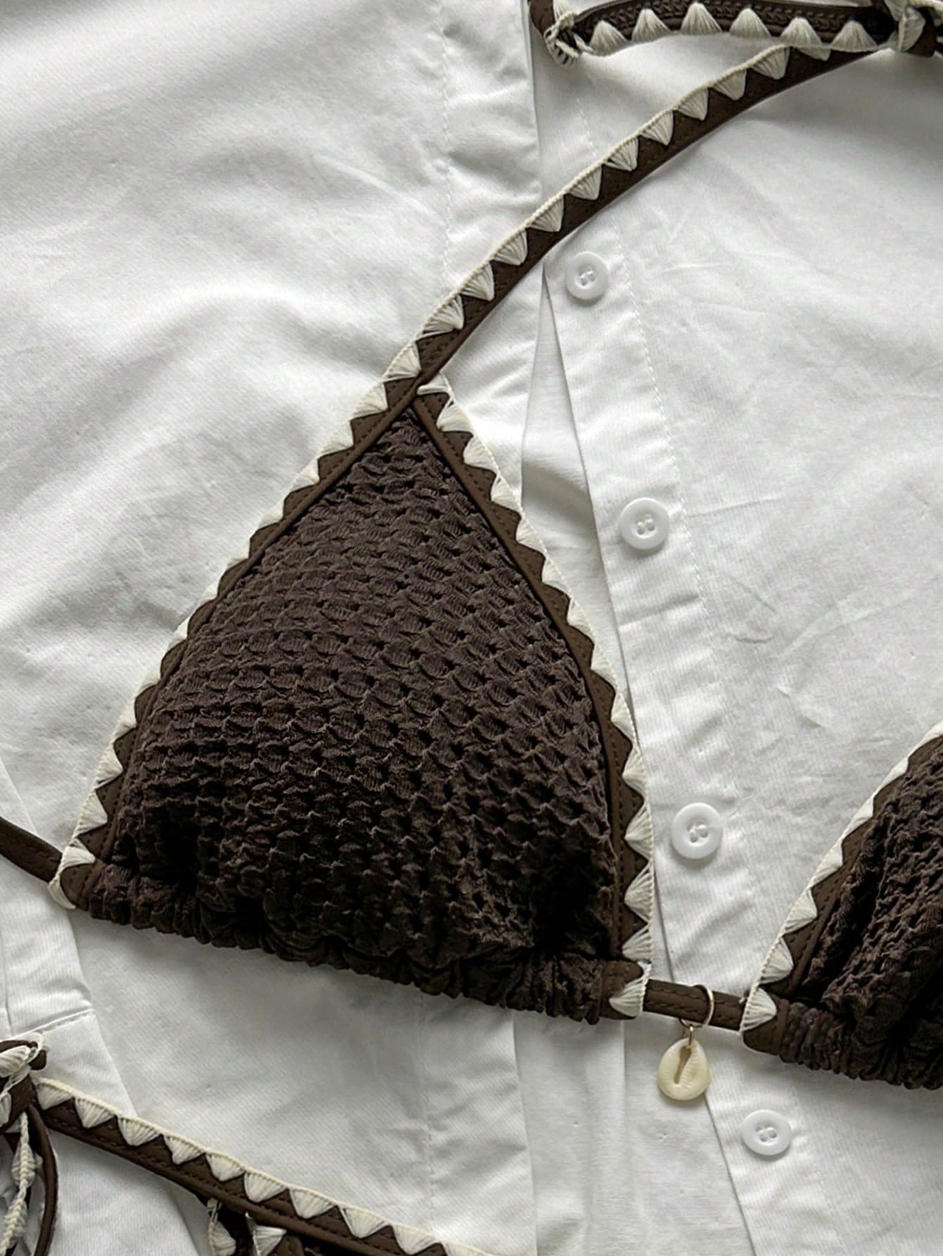 Biquíni Triângulo High Leg Com Amarração Estilo Crochê