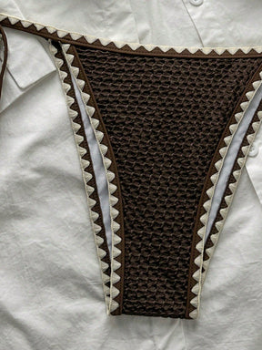 Biquíni Triângulo High Leg Com Amarração Estilo Crochê