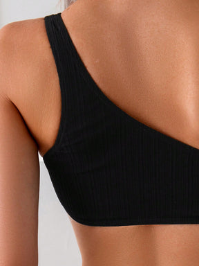 Biquíni Um Ombro Só Texturizado Com Argolas