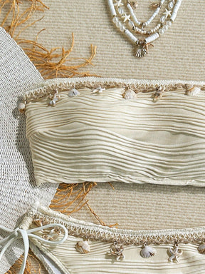 Biquíni Tomara Que Caia Com Conchas E Amarrações