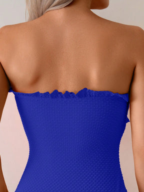 Maiô Tomara Que Caia Texturizado Com Babados Delicados