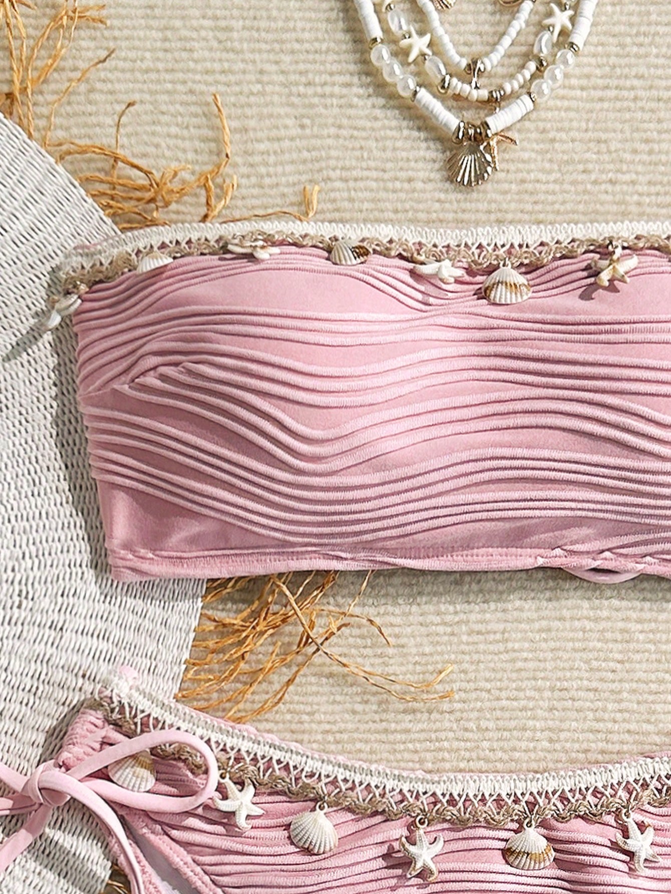 Biquíni Tomara Que Caia Com Conchas E Amarrações