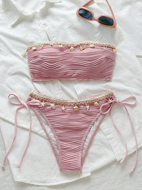 Biquíni Tomara Que Caia Com Conchas E Amarrações