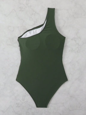 Maiô Um Ombro Só Drapeado Com Tule Estilo Elegante