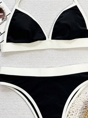 Biquíni Hot Pant Top Triângulo Com Detalhe Contrastante