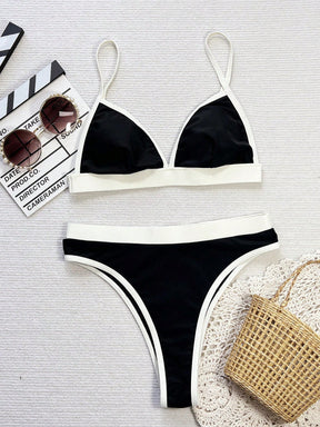 Biquíni Hot Pant Top Triângulo Com Detalhe Contrastante