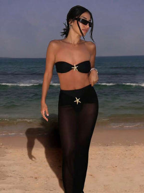 Conjunto Tomara Que Caia Com Saia Longa E Detalhe Estrela