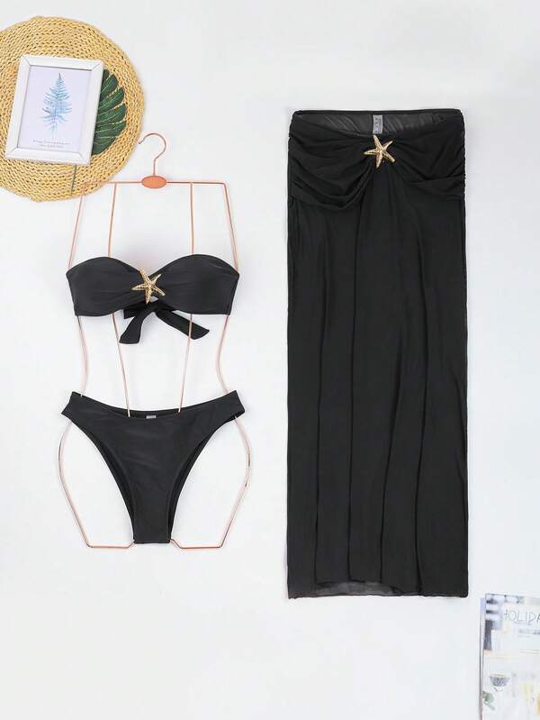 Conjunto Tomara Que Caia Com Saia Longa E Detalhe Estrela