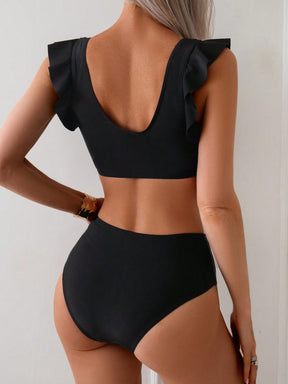 Biquíni Cintura Alta Com Babados Nas Alças