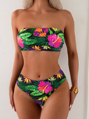 Biquíni Tomara Que Caia Estampa Tropical Cintura Alta