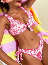 Biquíni Meia Taça Floral Com Laço Frontal E Lateral