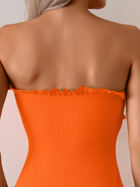 Maiô Tomara Que Caia Texturizado Com Babados Delicados