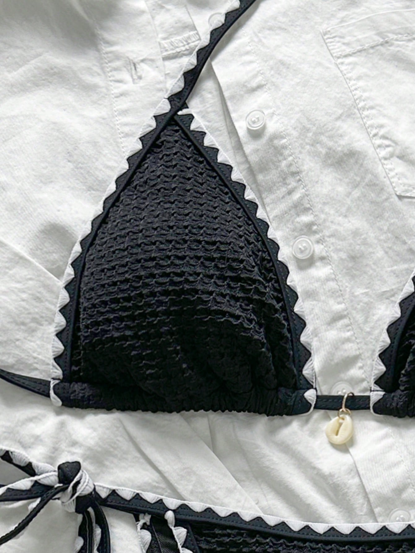 Biquíni Triângulo High Leg Com Amarração Estilo Crochê