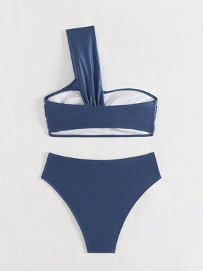 Biquíni Um Ombro Só Hot Pant Top Drapeado