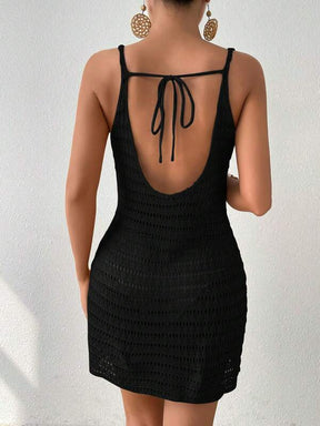 Saída De Praia Vestido Curto Trama Crochê