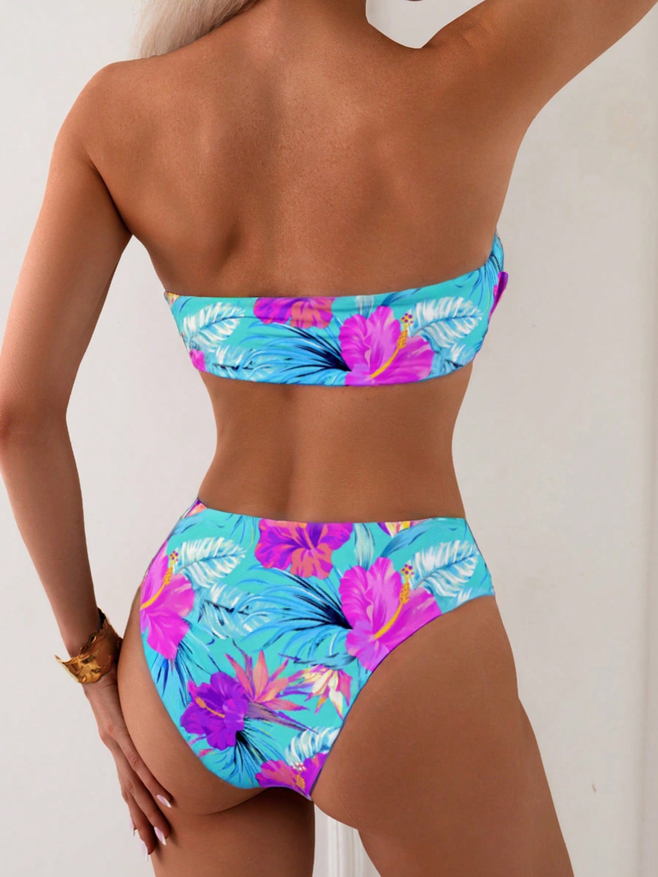 Biquíni Tomara Que Caia Estampa Tropical Cintura Alta