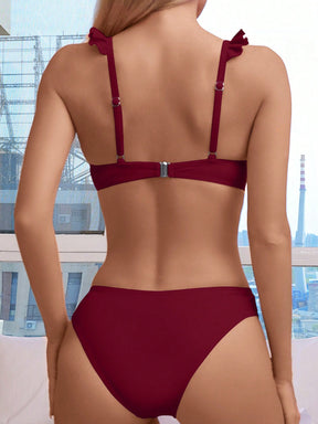 Biquíni Meia Taça Cintura Alta Com Babados