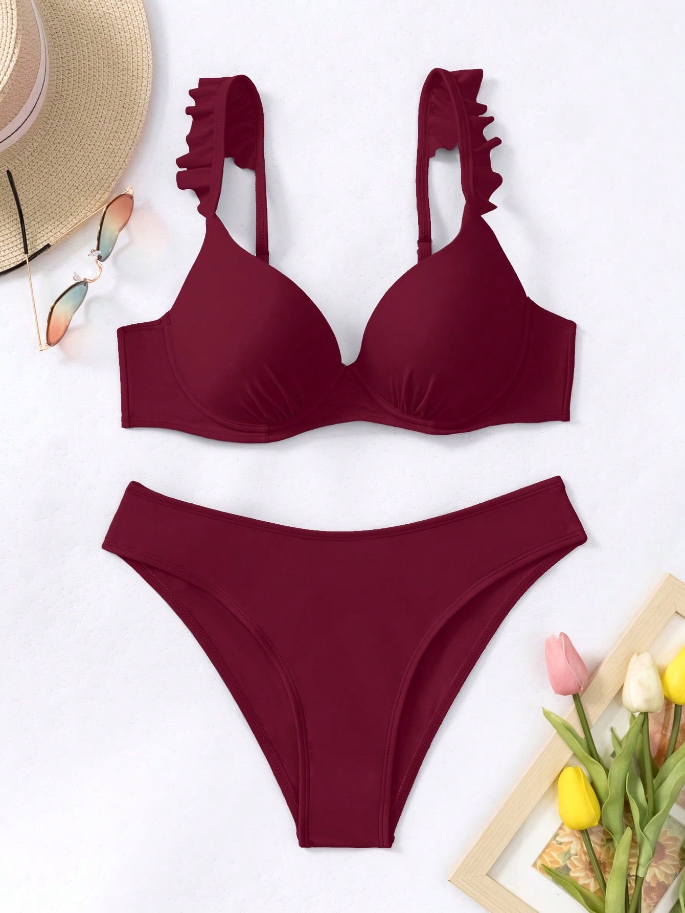 Biquíni Meia Taça Cintura Alta Com Babados