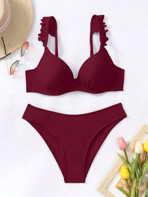 Biquíni Meia Taça Cintura Alta Com Babados