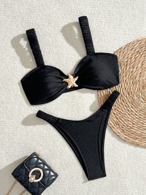 Biquíni Meia Taça High Leg Com Aviamento Estilo Resort