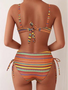 Biquíni Meia Taça Cintura Alta Estampa Étnica