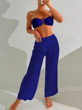 Conjunto Tomara Que Caia Com Calça Fluida E Cós Alto