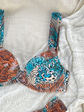 Biquíni Meia Taça Animal Print Com Alças Largas