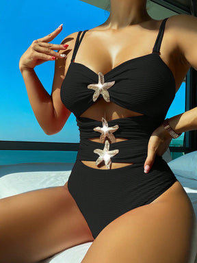 Maiô Recortes Frontais Com Aplicações De Estrela Do Mar