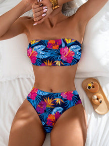 Biquíni Tomara Que Caia Estampa Tropical Cintura Alta