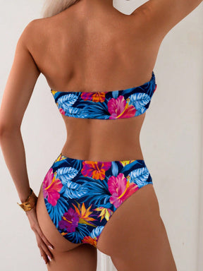 Biquíni Tomara Que Caia Estampa Tropical Cintura Alta