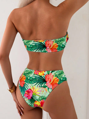 Biquíni Tomara Que Caia Estampa Tropical Cintura Alta