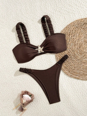 Biquíni Meia Taça High Leg Com Aviamento Estilo Resort