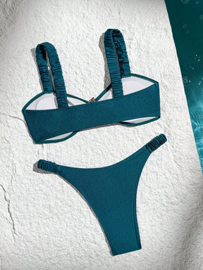 Biquíni Meia Taça High Leg Com Aviamento Estilo Resort