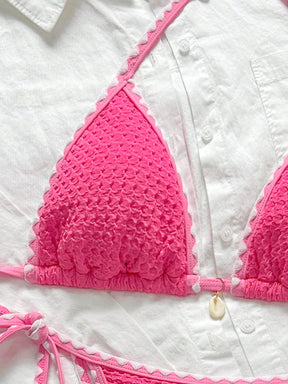 Biquíni Triângulo High Leg Com Amarração Estilo Crochê