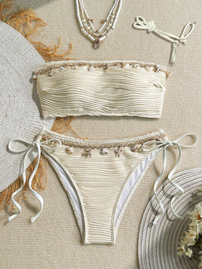 Biquíni Tomara Que Caia Com Conchas E Amarrações