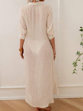 Saída De Praia Chemise Longa Com Fenda Lateral