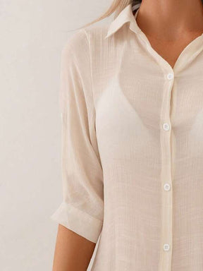 Saída De Praia Chemise Longa Com Fenda Lateral