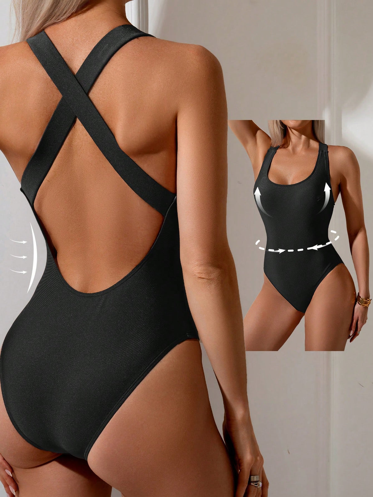 Maiô Decote Redondo Com Alças Cruzadas Nas Costas