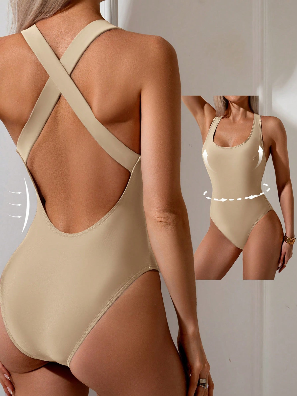 Maiô Decote Redondo Com Alças Cruzadas Nas Costas