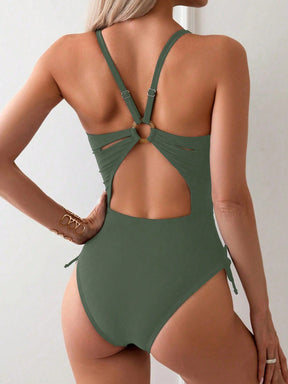 Maiô Decote V Com Franzido Lateral Estilo Clássico