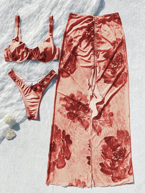 Conjunto Meia Taça Com Saia Longa De Tule Estampado