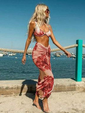 Conjunto Meia Taça Com Saia Longa De Tule Estampado