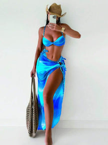 Conjunto Cortininha Com Amarrações Laterais E Pareô Fluido