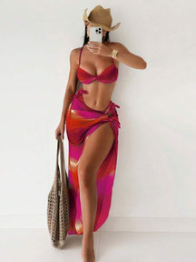 Conjunto Cortininha Com Amarrações Laterais E Pareô Fluido